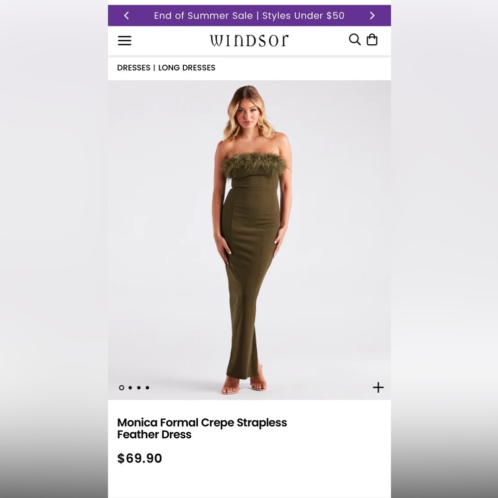 Monica Formal Crepe Strapless Feather Dress
